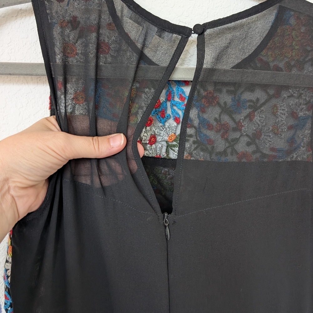 Lucy Paris Embroidered Floral Mini Dress Women's Small 60s Hippie Flowerchild‎ - Picture 6 of 7